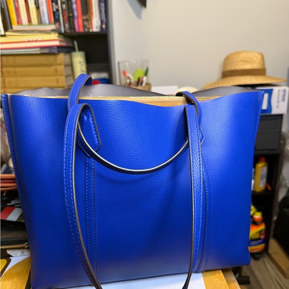 Tory Burch Electric Blue Pebbled Leather Tote - Picture 2 of 7